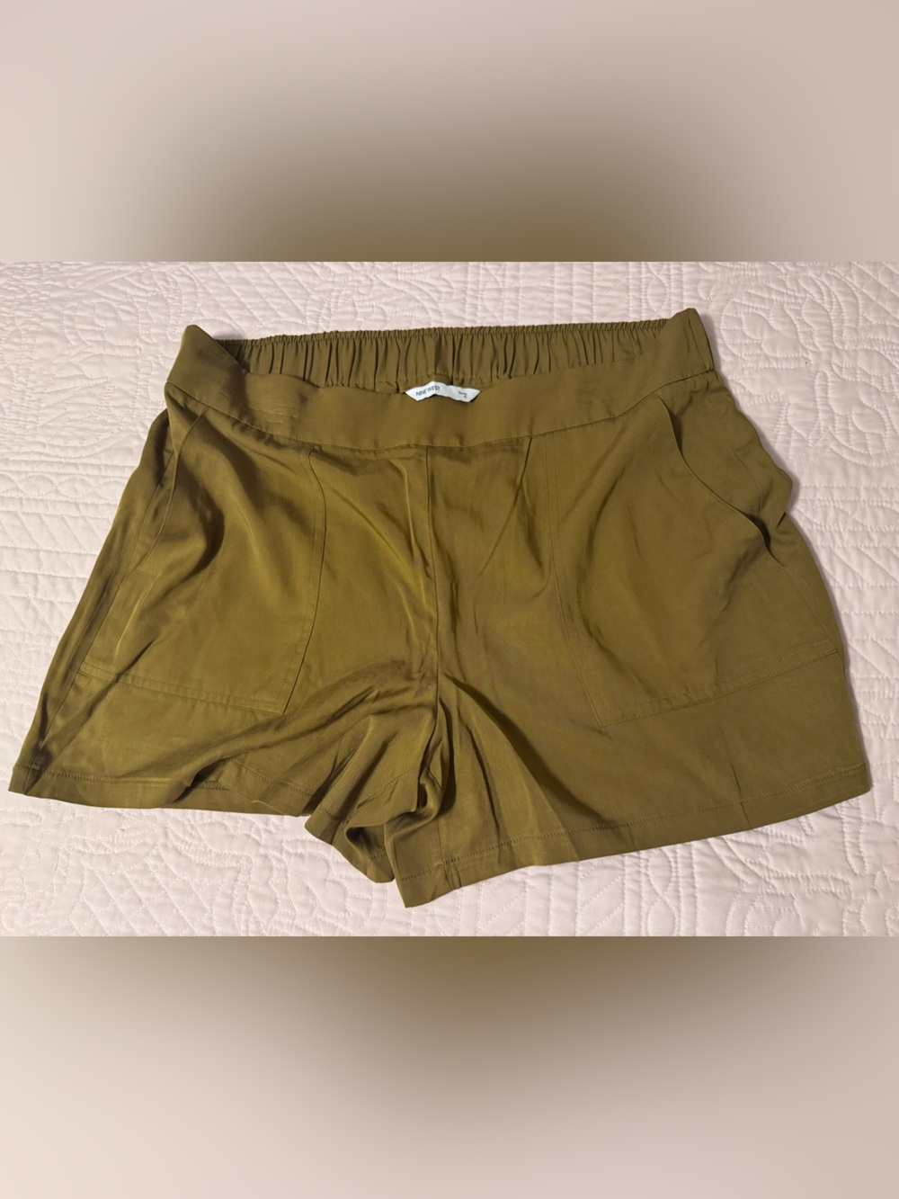 Nine West Olive Green Elastic-Waist Shorts